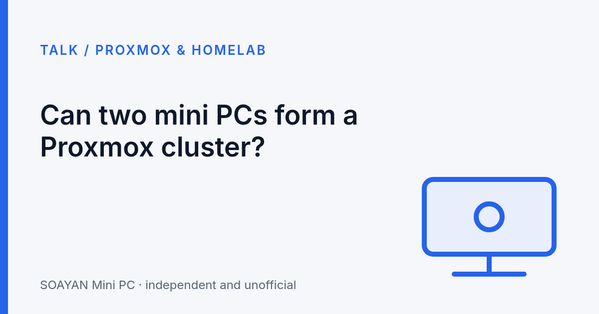 Simple diagram of two mini PCs linked in a cluster with a third small quorum device