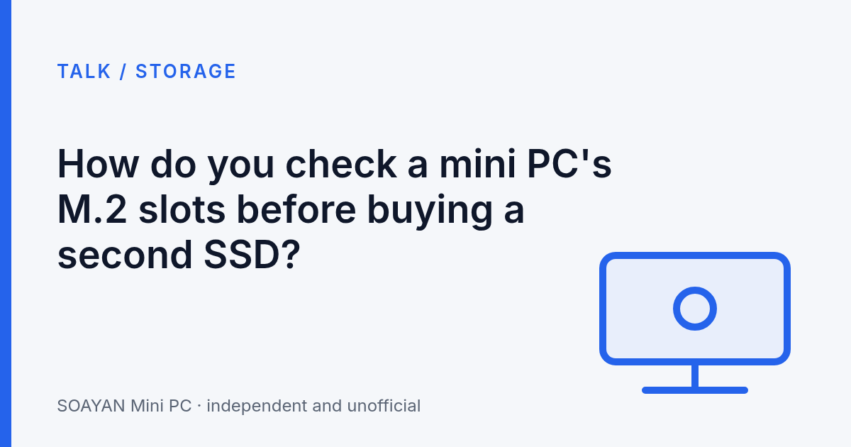 Simple diagram of a mini PC motherboard with two M.2 SSD slots of different sizes