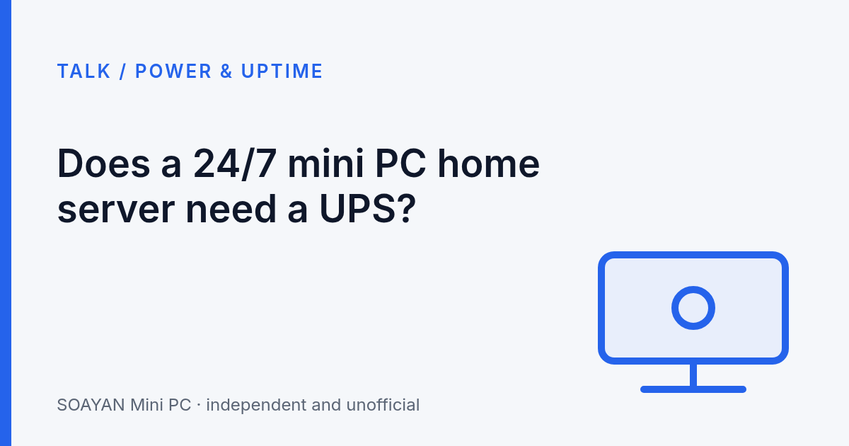 Simple diagram of a UPS battery backup connected to a mini PC home server